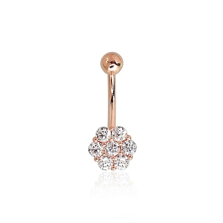 Nabale,  - Kuldpiercing nabale, 1.29 g, Punane Kuld 585 proov, Tsirkonid