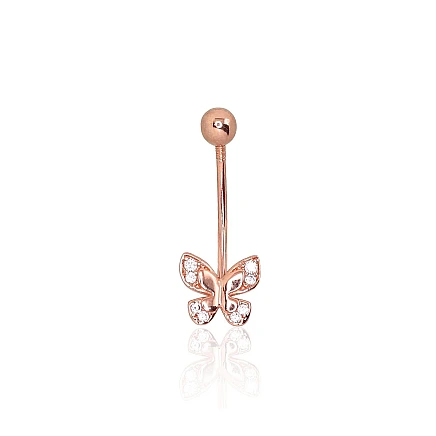Nabale,  - Kuldpiercing nabale, 0.99 g, Punane Kuld 585 proov, Tsirkonid