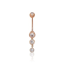 Kuldpiercing nabale, 1.58 g, Punane Kuld 585 proov, Tsirkonid