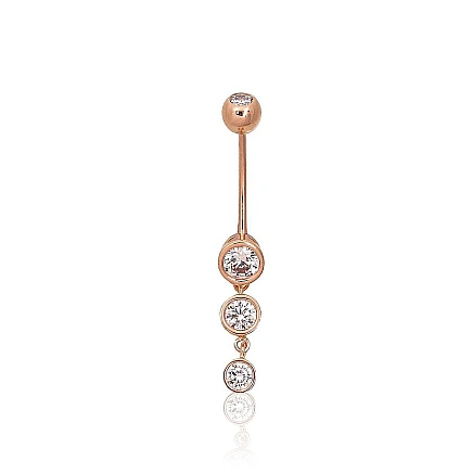 Nabale,  - Kuldpiercing nabale, 1.58 g, Punane Kuld 585 proov, Tsirkonid