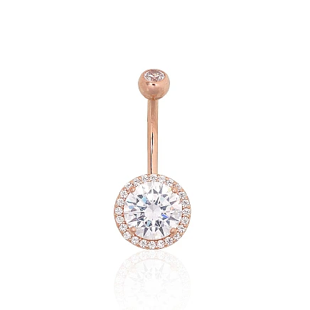 Nabale,  - Kuldpiercing nabale, 1.9 g, Punane Kuld 585 proov, Tsirkonid