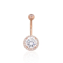 Kuldpiercing nabale, 1.92 g, Punane Kuld 585 proov, Tsirkonid