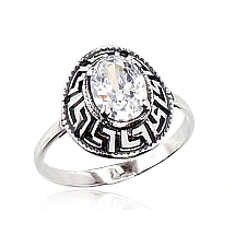 Серебряное кольцо, Серебро 925 проба, оксид (покрытие), Цирконы
