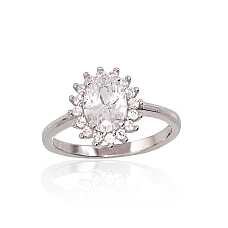 Серебряное кольцо, Серебро 925 проба, родий (покрытие), Цирконы