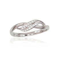 Серебряное кольцо, 19, 1.8 g, Серебро 925 проба, родий (покрытие), Цирконы