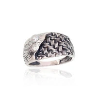 Серебряное кольцо, Серебро 925 проба, оксид (покрытие), Жемчуг