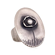 Hõbesõrmus, 17, 7.3 g, Hõbe 925 proov, oksüüd (kate), Pärlitest