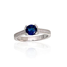 Серебряное кольцо, Серебро 925 проба, родий (покрытие), Цирконы