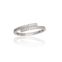Серебряное кольцо, 15.5, 1.4 g, Серебро 925 проба, родий (покрытие), Цирконы