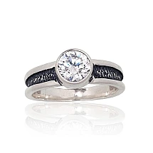 Серебряное кольцо, Серебро 925 проба, оксид (покрытие), Цирконы