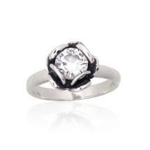 Серебряное кольцо, Серебро 925 проба, оксид (покрытие), Цирконы