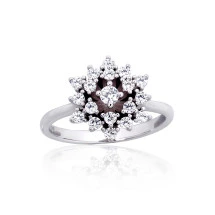 Серебряное кольцо, Серебро 925 проба, родий (покрытие), Цирконы