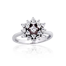 Серебряное кольцо, 17.5, 3.1 g, Серебро 925 проба, родий (покрытие), Цирконы