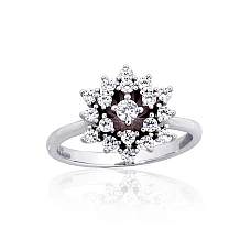 Серебряное кольцо, 18, 3.1 g, Серебро 925 проба, родий (покрытие), Цирконы