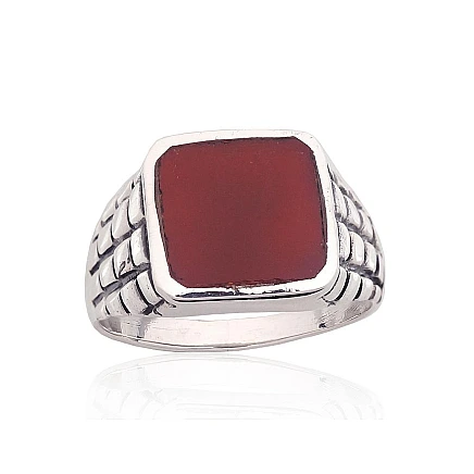 Meestele,  - Hõbesõrmus, 20, 9.9 g, Hõbe 925 proov, oksüüd (kate), Serdolik