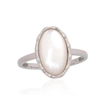 Серебряное кольцо, Серебро 925 проба, родий (покрытие), Перламутр