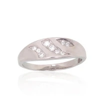 Серебряное кольцо, Серебро 925 проба, родий (покрытие), Цирконы