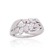 Серебряное кольцо, Серебро 925 проба, родий (покрытие), Цирконы