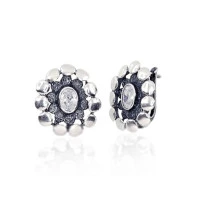 Серебряные серьги на английском замке, Серебро 925 проба, оксид (покрытие), Цирконы