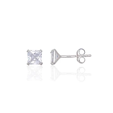 Серебряные серьги-пуссеты, 0.8 g, Серебро 925 проба, Цирконы