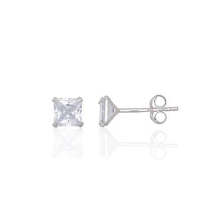 Пуссеты,  - Серебряные серьги-пуссеты, 0.8 g, Серебро 925 проба, Цирконы