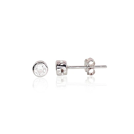 Pussetid,  - Hõbedast naelkõrvarõngad, 0.8 g, Hõbe 925 proov, roodium (kate), Tsirkonid