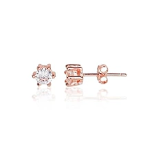 Серебряные серьги-пуссеты, Серебро 925 проба, красное золото (покрытие), Цирконы