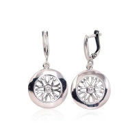 Серебряные серьги на английском замке, 6 g, Серебро 925 проба, оксид (покрытие), Цирконы