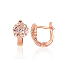 'Inglise' sulguriga hõbekõrverõngad, 2.1 g, Hõbe 925 proov, punane kuld (kate), Tsirkonid