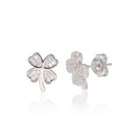 Серебряные серьги-пуссеты, 1.8 g, Серебро 925 проба, родий (покрытие), Цирконы