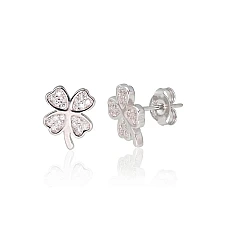 Серебряные серьги-пуссеты, 1.8 g, Серебро 925 проба, родий (покрытие), Цирконы