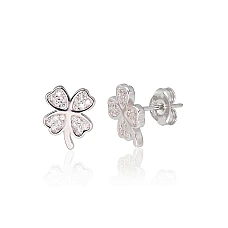 Серебряные серьги-пуссеты, 1.9 g, Серебро 925 проба, родий (покрытие), Цирконы