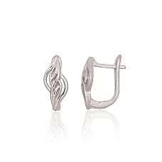 Серебряные серьги на английском замке, 3.2 g, Серебро 925 проба, родий (покрытие)