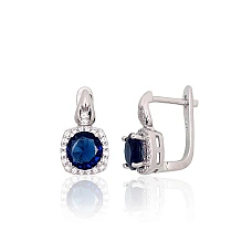 Серебряные серьги на английском замке, 4.2 g, Серебро 925 проба, родий (покрытие), Цирконы