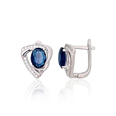 Серебряные серьги на английском замке, 3.9 g, Серебро 925 проба, родий (покрытие), Цирконы