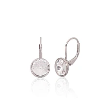 Серебряные серьги на английском замке, 2.9 g, Серебро 925 проба, родий (покрытие), Кристаллы