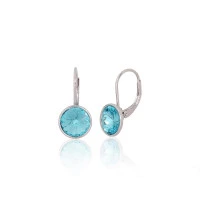 Серебряные серьги на английском замке, 2.7 g, Серебро 925 проба, родий (покрытие), Кристаллы