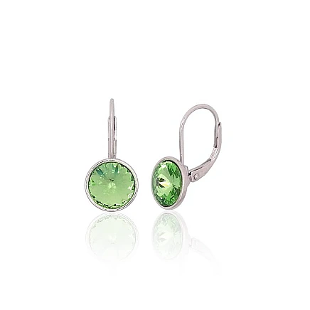 На английском замке,  - Серебряные серьги на английском замке, 2.8 g, Серебро 925 проба, родий (покрытие), Кристаллы