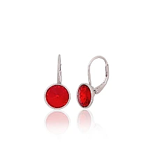 Серебряные серьги на английском замке, 2.7 g, Серебро 925 проба, родий (покрытие), Кристаллы