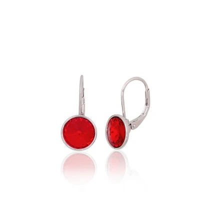 На английском замке,  - Серебряные серьги на английском замке, 2.7 g, Серебро 925 проба, родий (покрытие), Кристаллы