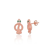 Серебряные серьги-пуссеты, Серебро 925 проба, красное золото (покрытие), Цирконы