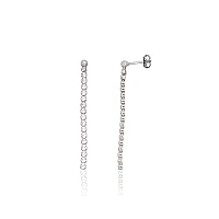 Серебряные серьги-пуссеты, 1.7 g, Серебро 925 проба, родий (покрытие), Цирконы
