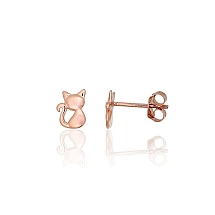 Серебряные серьги-пуссеты, 0.7 g, Серебро 925 проба, красное золото (покрытие)