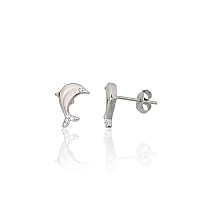 Серебряные серьги-пуссеты, 1.1 g, Серебро 925 проба, родий (покрытие), Цирконы