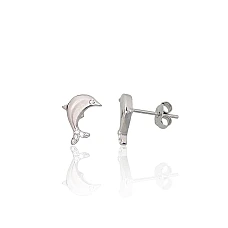 Серебряные серьги-пуссеты, 1.2 g, Серебро 925 проба, родий (покрытие), Цирконы