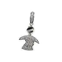 Серебряный кулон, Серебро 925 проба, родий (покрытие), Цирконы