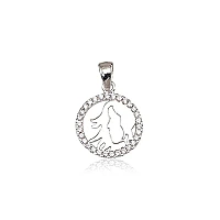 Серебряный кулон, 2.5 g, Серебро 925 проба, родий (покрытие), Цирконы, Дева