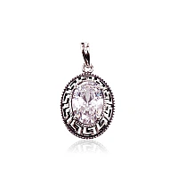 Серебряный кулон, Серебро 925 проба, оксид (покрытие), Цирконы
