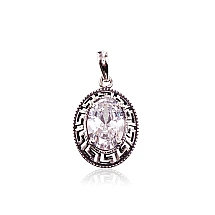 Серебряный кулон, Серебро 925 проба, оксид (покрытие), Цирконы