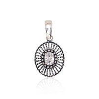 Серебряный кулон, Серебро 925 проба, оксид (покрытие), Цирконы